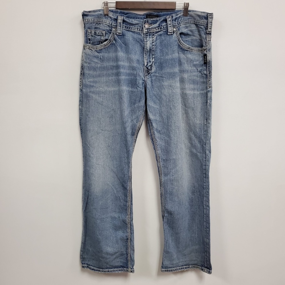 Silver Jeans‎ Co Mens Y2K Thick Stitch Relaxed Fit Jeans Size 40 Blue Casual